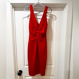 Anthropologie Red Midi Cocktail Dress Size 4